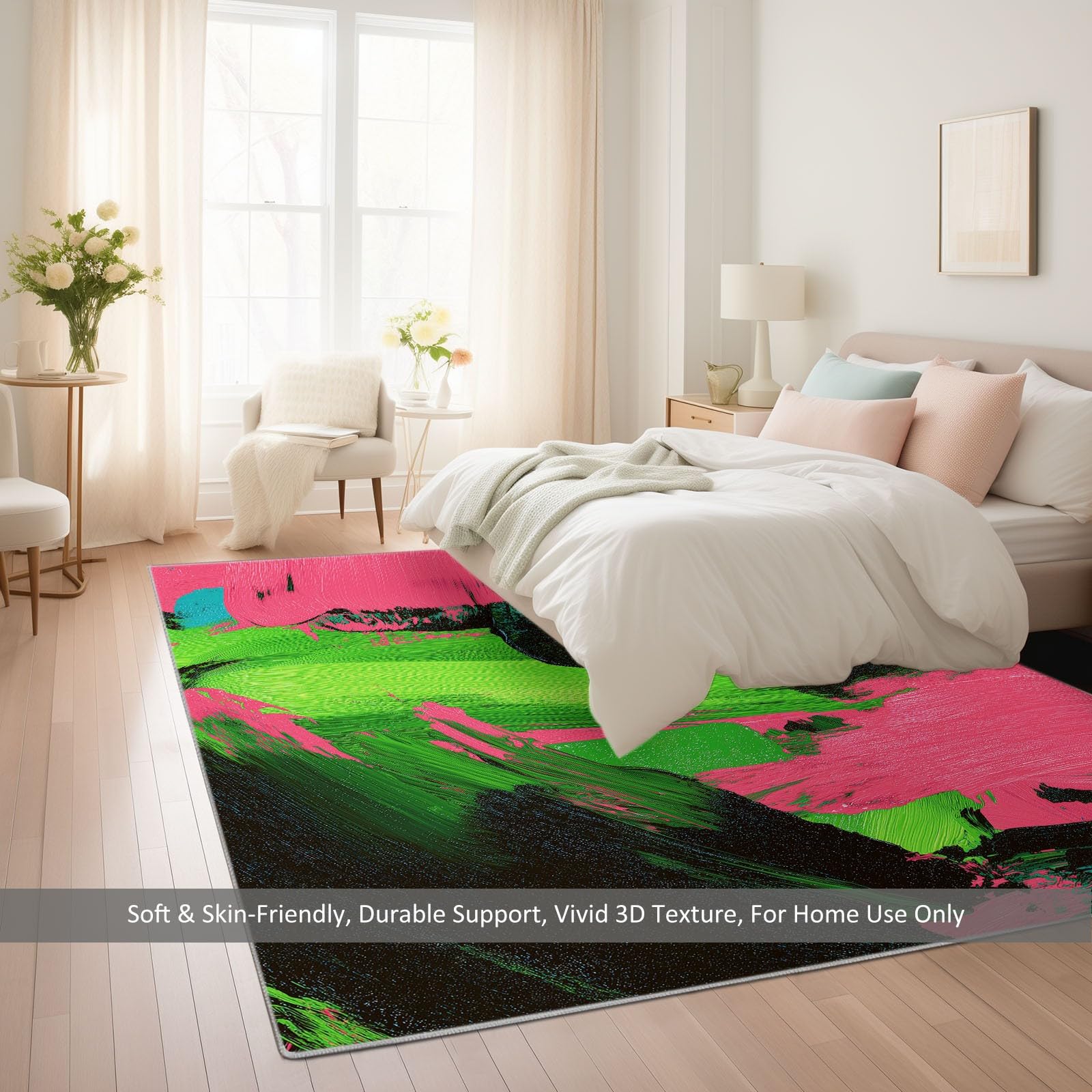 Générique Dywan do salonu 160 x 230 cm sztuka abstrakcyjna, nowoczesny dywan z nadrukiem neonowym w kolorowe klocki miękkie i lekkie paski do jadalni sypialni korytarza biura - antypoślizgowy dywan