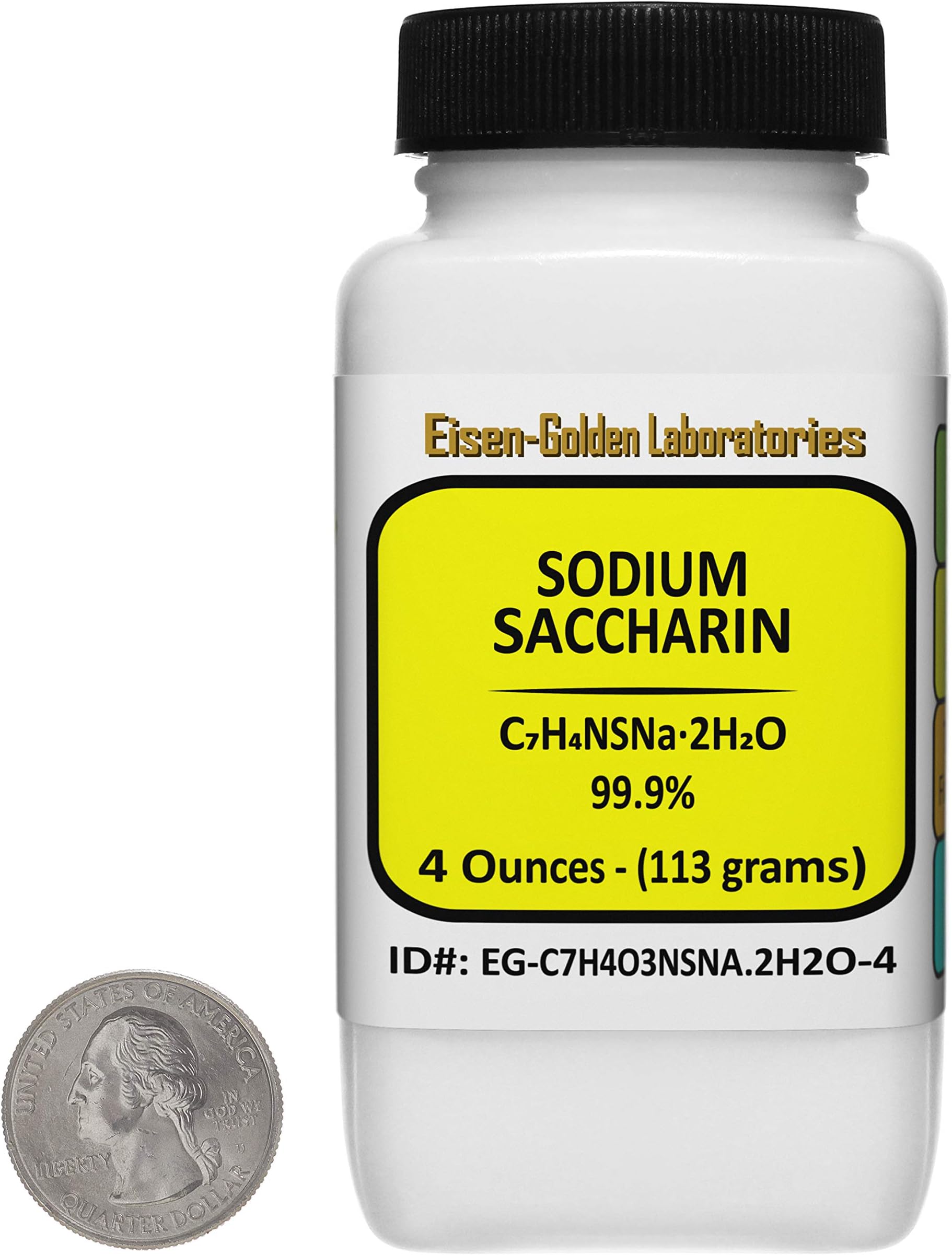 Sodium Saccharin [C7H4O3NSNa.2H2O] 99.9% USP Food Grade Crystals 4 Oz in a Bottle