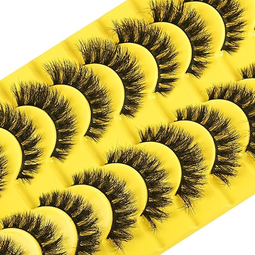 Miniatura 4 de Pestañas Postizas Cortas Tiras de Pestañas Completas de Visón 10 Pares Pestañas Esponjosas de Ojo de Gato Tiras de Pestañas Pestañas de Volumen