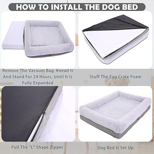 Miniatura 4 de WINDRACING Cama ortopédica para perros medianos, sofá cama para perros con funda extraíble lavable y parte inferior antideslizante, cama suave para