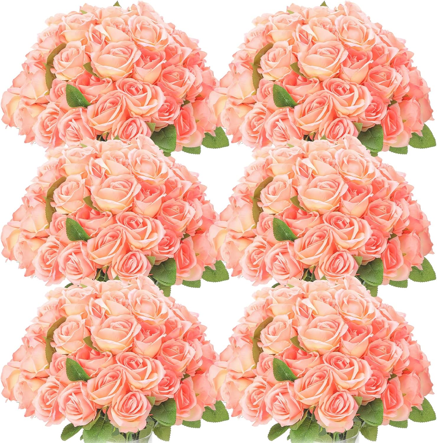 50 Pcs Artificial Rose Flower Realistic Silk Roses with