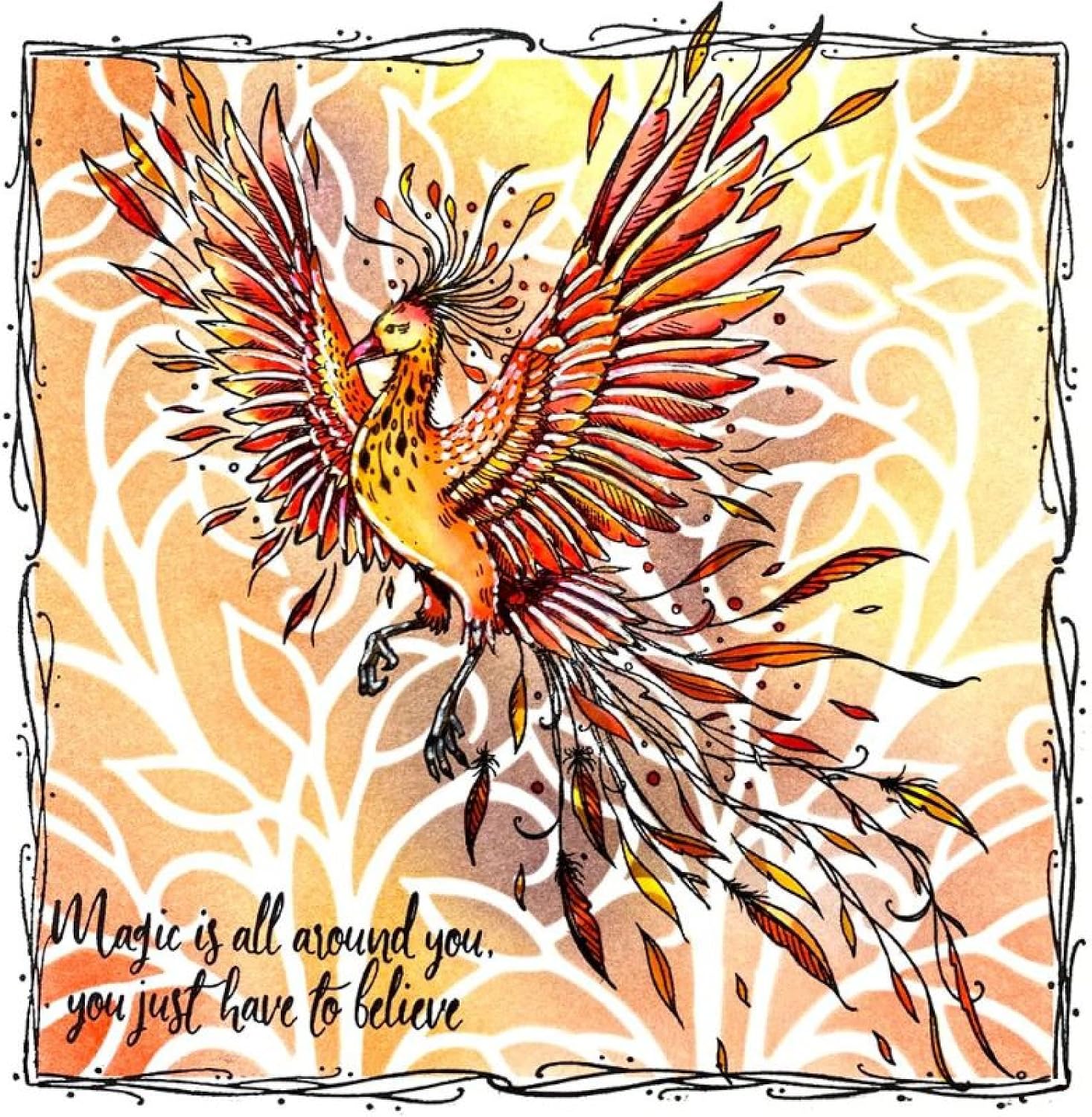 2 Pieces Dragon and Phoenix Magic Believe Love Clear Rubber Stamp DIY Scrapbooking Stamping Seal Silicon Stamp Craft Cardmaking Art Album Decor Gift Paper Card 6x8 Inch