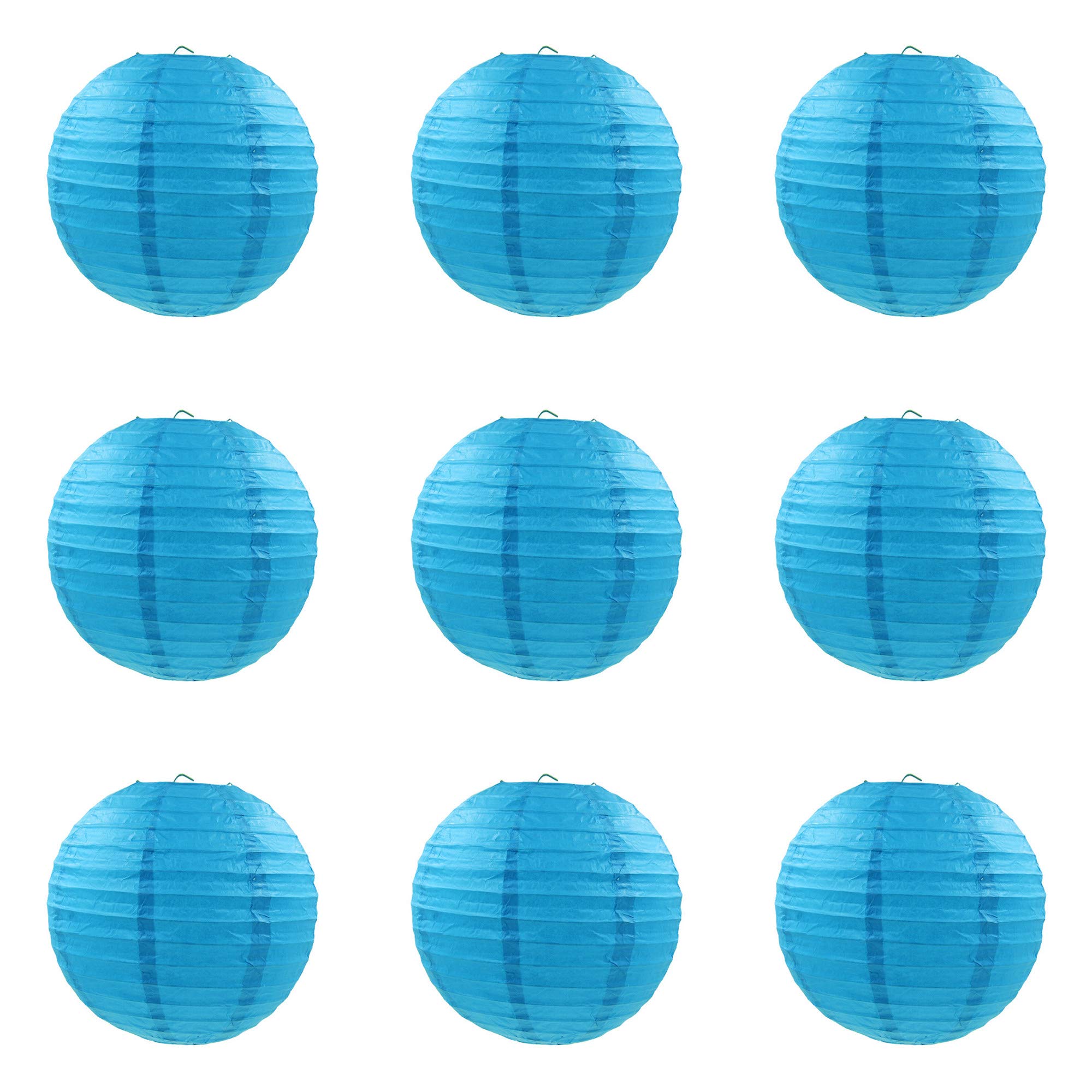 ACVIP Chinese Paper Lantern Lampshade Home Party Wedding Decor, Pack of 9 (4", Blue)