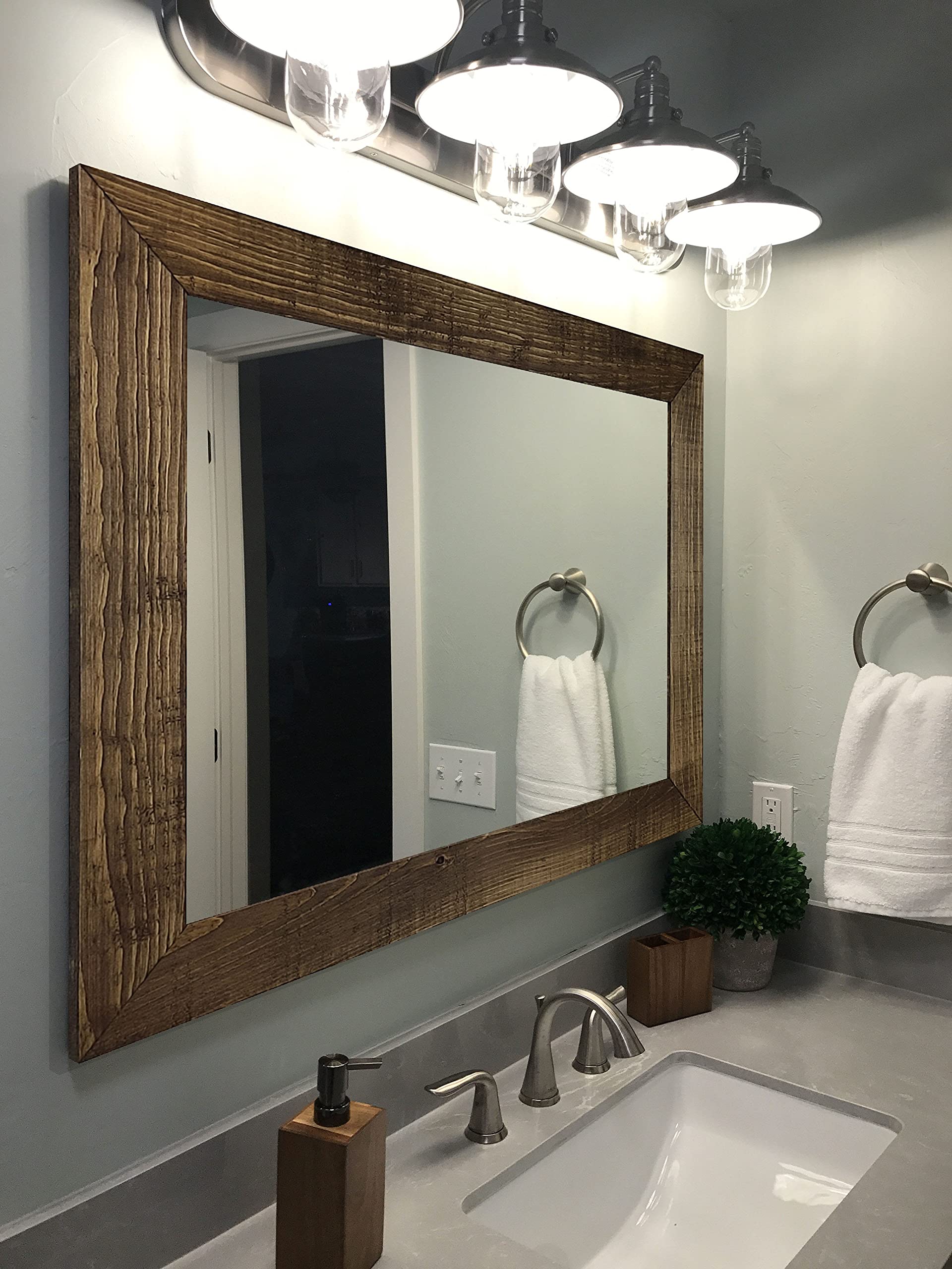 Buy Shiplap Rustic Wood Framed Mirror, 20 Stain Colors, Special Walnut