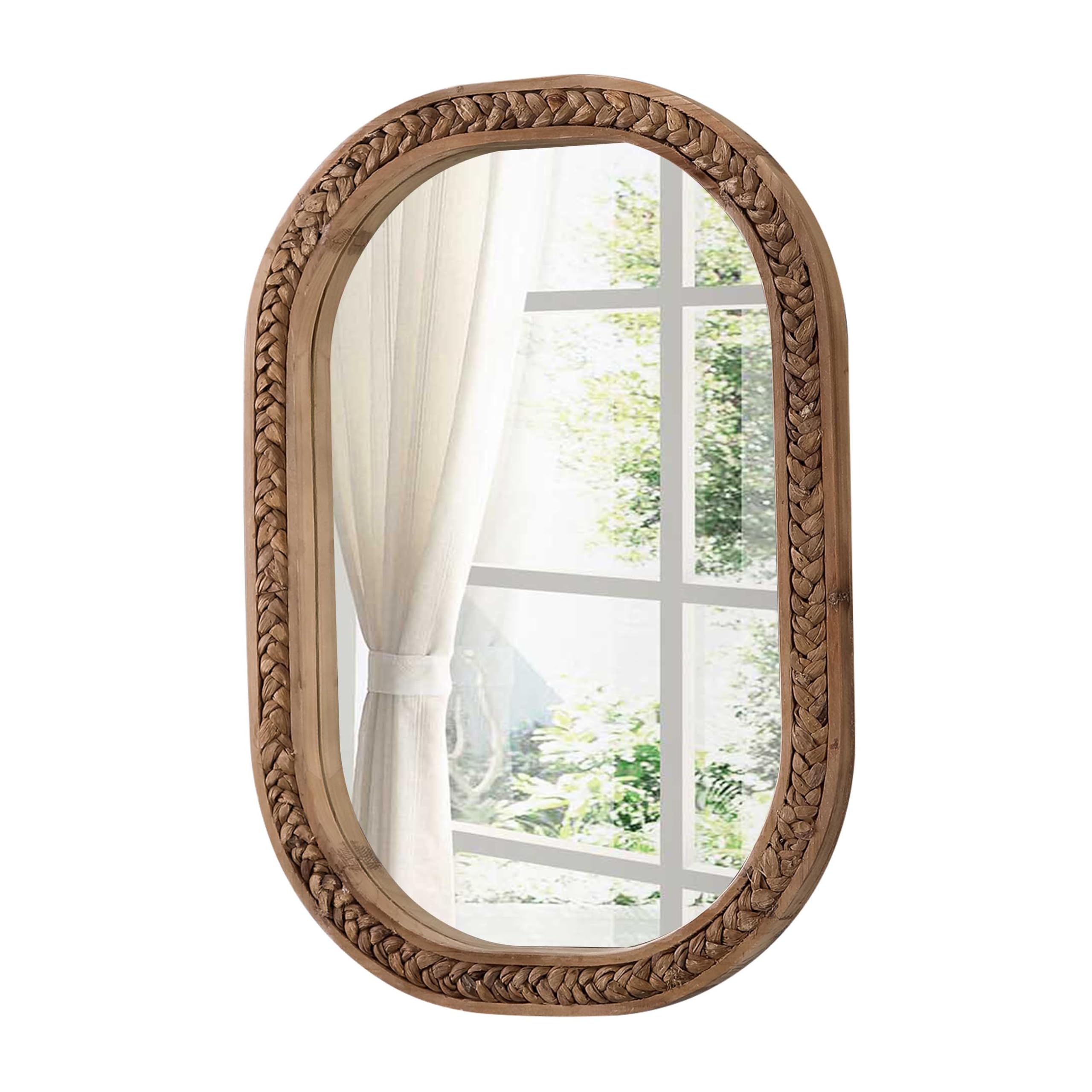 Amazon.com: Sintosin Rustic Oval Rattan Mirrors for Wall 16 X 24