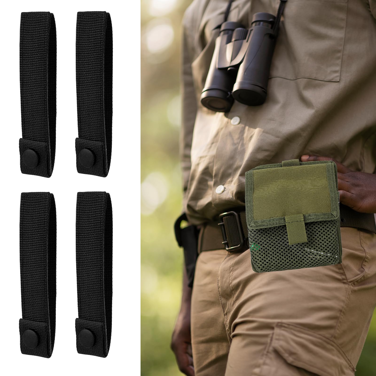 CREATCABIN Molle Gurte 4 Stück - Nylon Druckknopf Gurte Für Rucksack & Outdoor