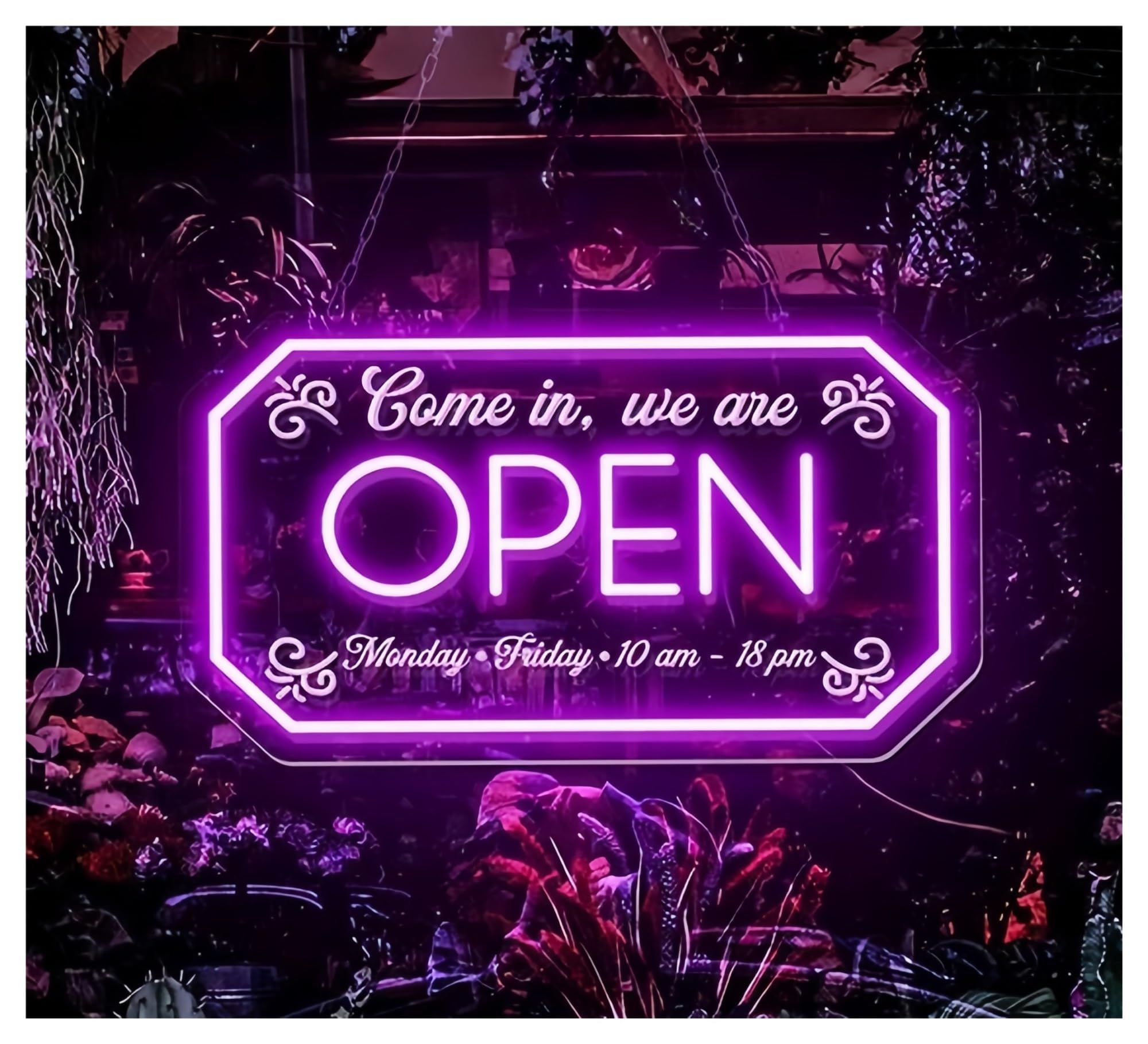 Sign Lamp Come in We are Open Sign Restaurant Coffee Pizza Store Business Store Modern 50cm(B)