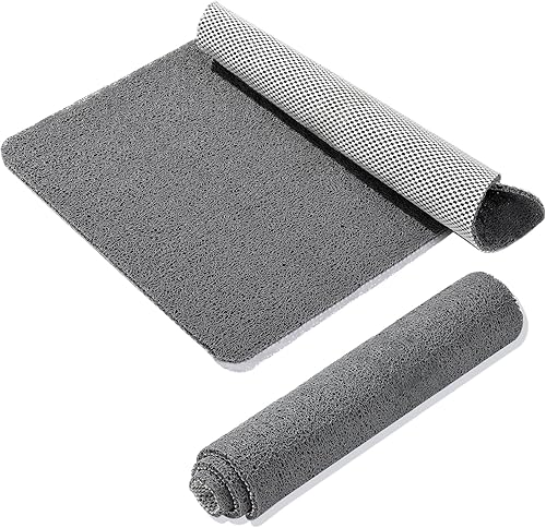 Alfombrilla de ducha antideslizante de PVC para ducha interior, baño (15.7 x 23.6 in, gris)