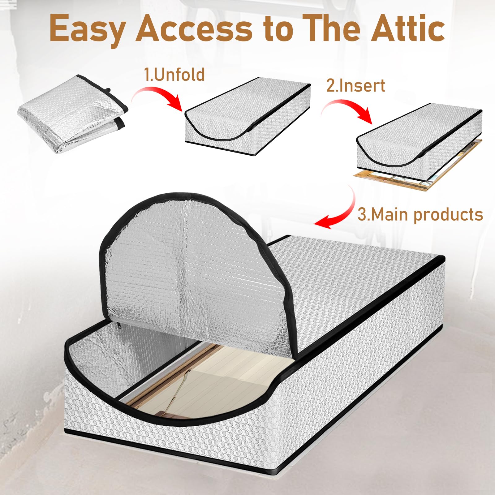 Copertura isolante per porta mansarda, 137 x 63 x 28 cm, extra spessa, doppia bolla, per scale a scomparsa, tenda da sottotetto, scala, copertura isolante con cerniera