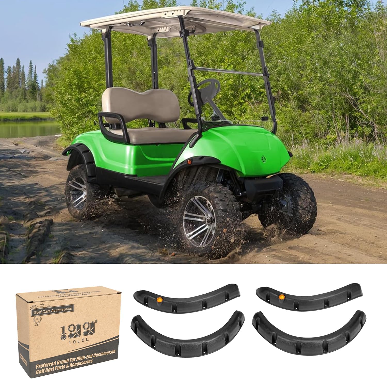 10L0L Golf Cart Fender Flares - Front and Rear Fenders for Yamaha Drive G29 NOT for Modified Cart