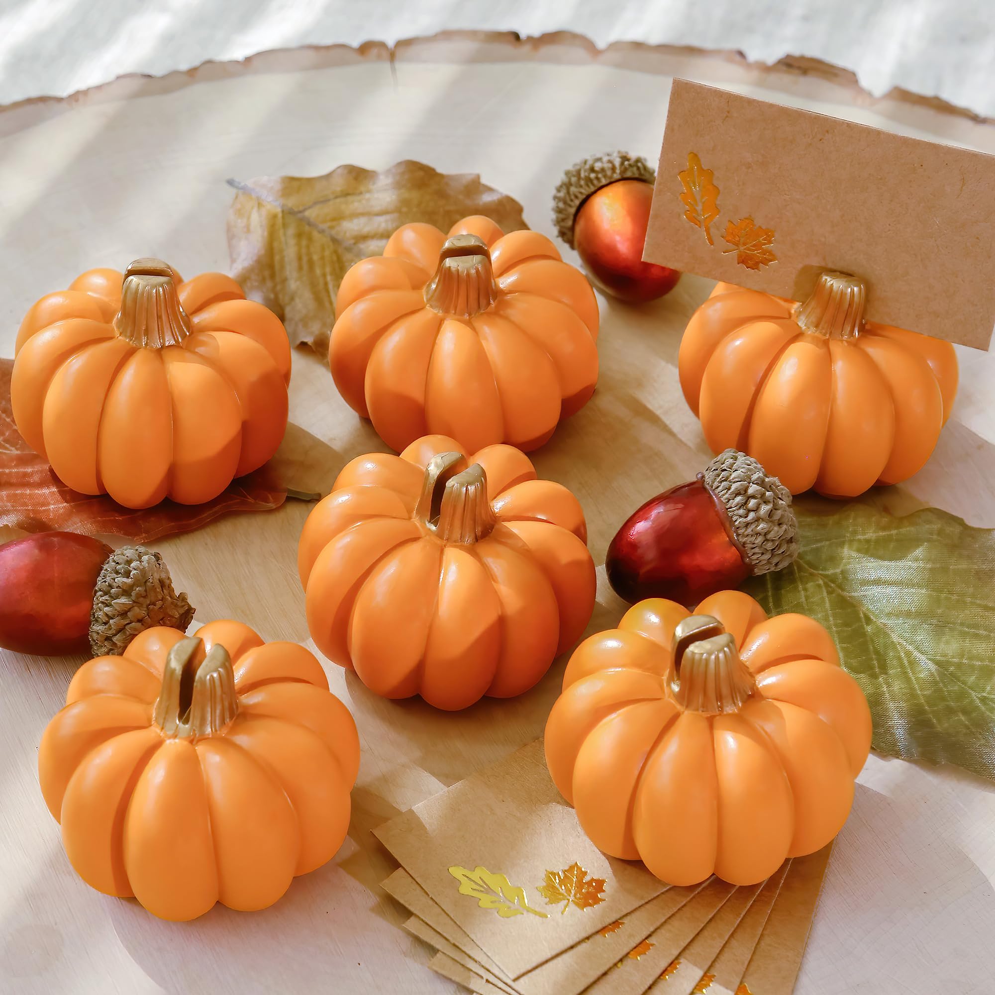 6-piece orange pumpkin place card holder set