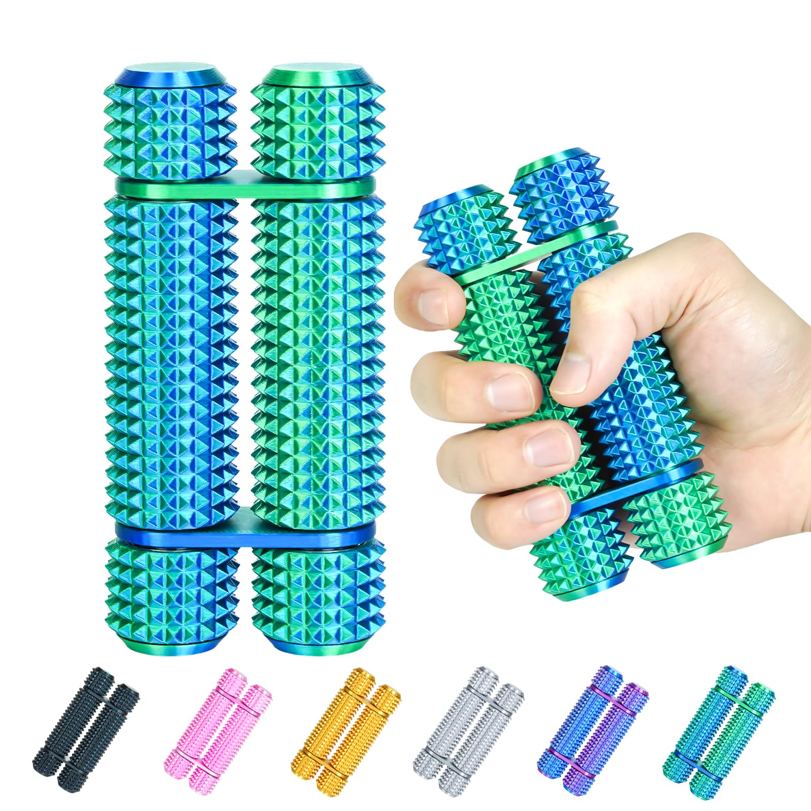 Pain Stim Fidget Roller for Adults Office Desk Stress Relief Sensory Aid ADHD Anxiety Fidget Tool Pocket Spinner Gifts for Him Her Colleagues(Green,Compact)