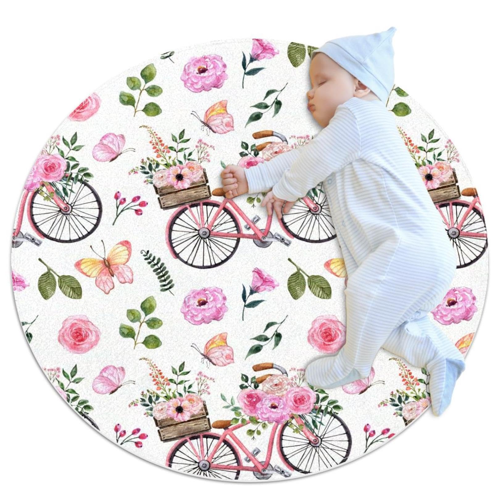 Tapis de salle de bain aux motifs de fleurs roses, douceur pour enfant