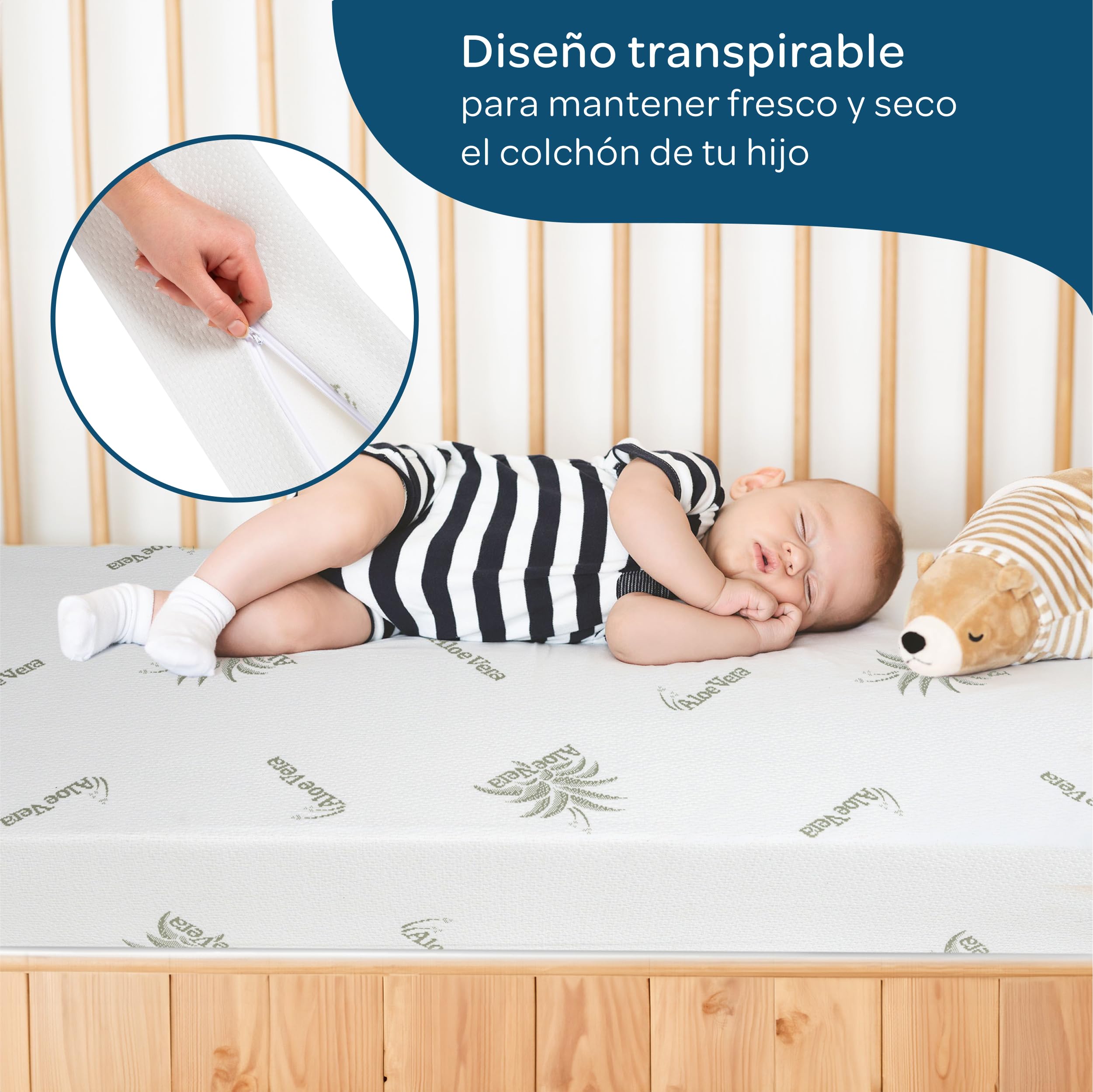 DOLCI SOGNI Colchón Cuna 50x83 cm - Colchón Next to Me Chicco - 100% Made in Italy - Oeko-Tex® y CertiPUR™ - Colchón de Cuna Bebé con Funda de Aloe Vera Lavable