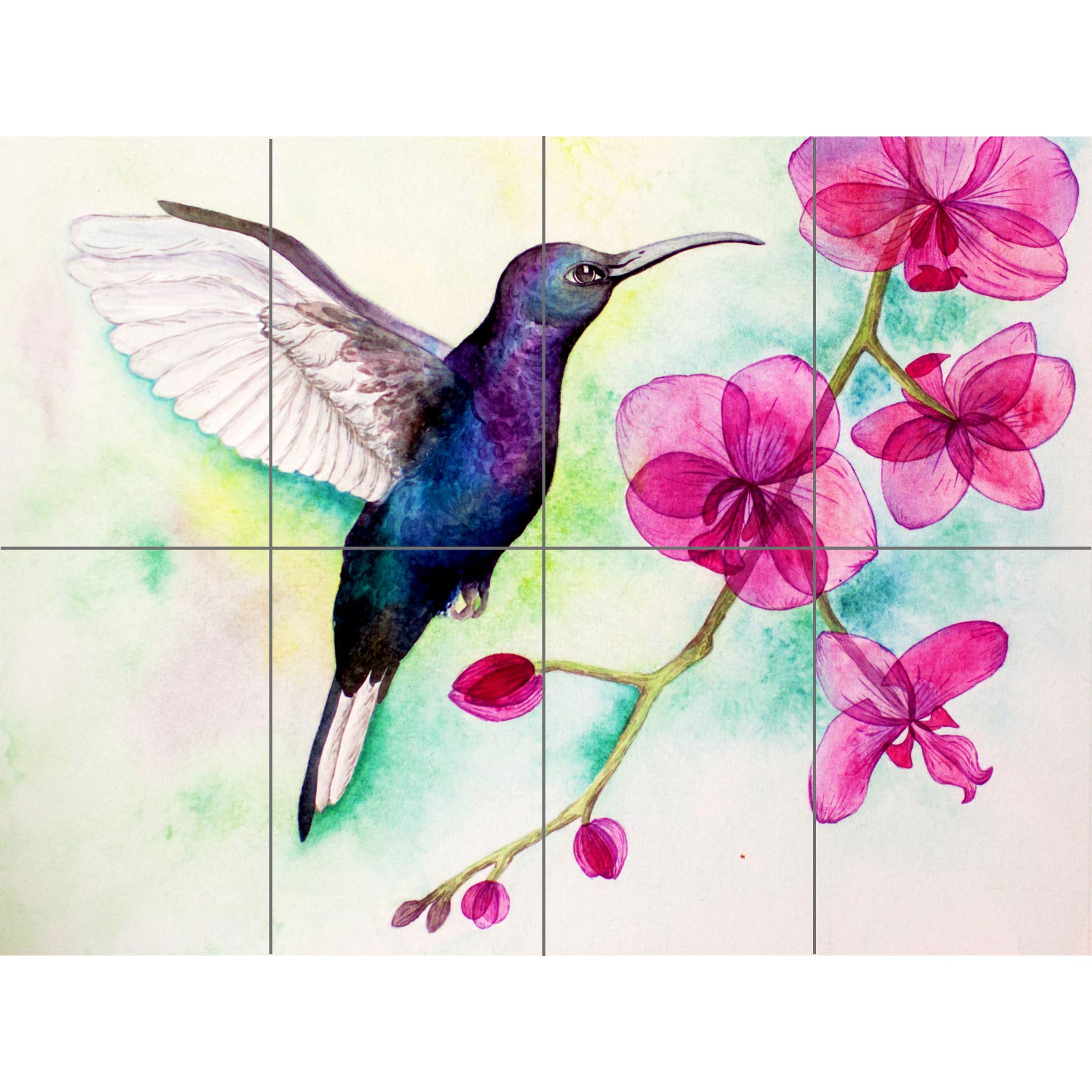 Artery8 Hummingbird And Orchid XL Giant Panel Poster (8 Sections)