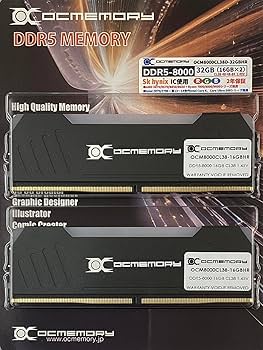 Amazon.co.jp: OCMEMORY DDR5メモリ DDR5-8000 CL38 32GBKit