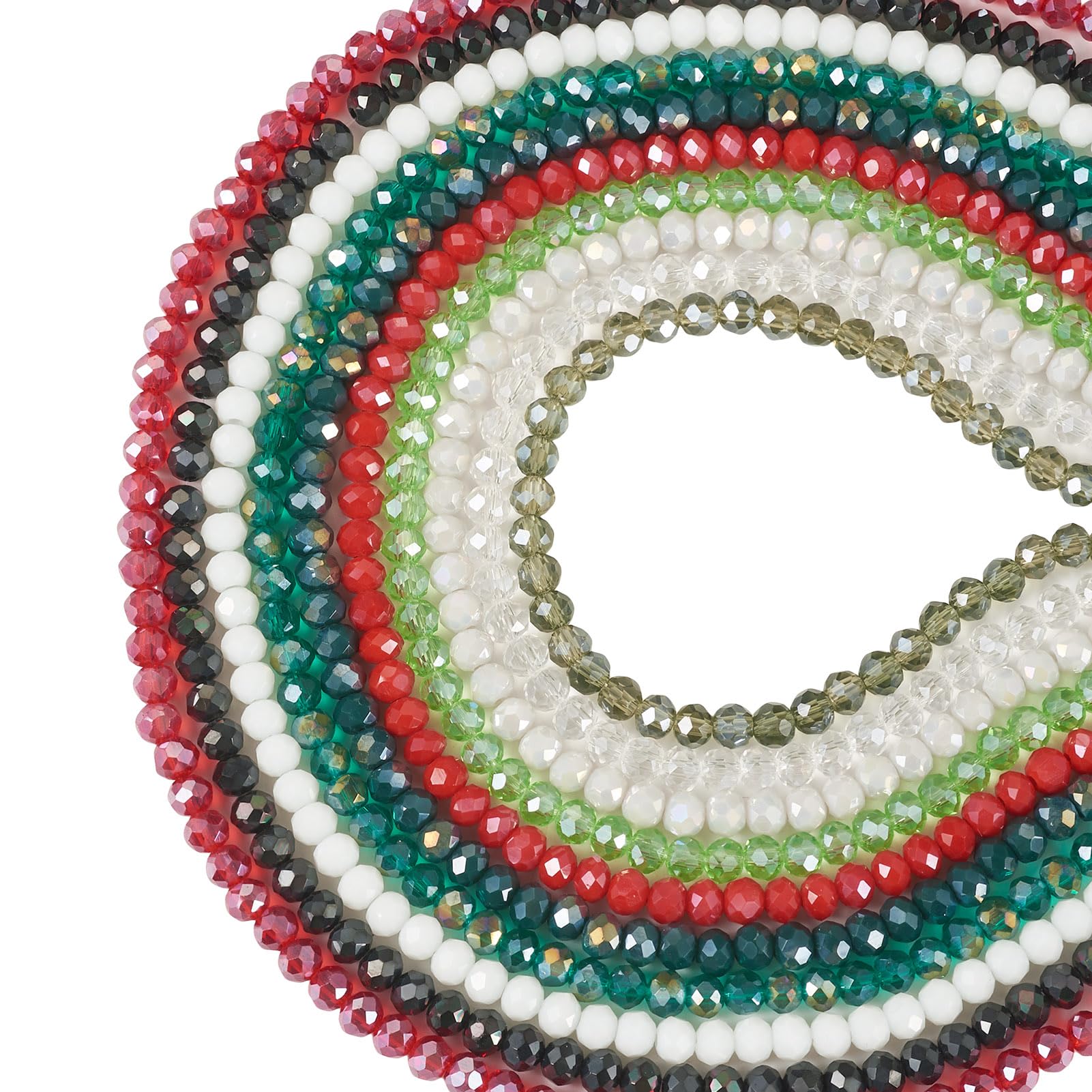 Cheriswelry 10 Strands 4mm Briolette Crystal Glass Beads Christmas Electroplate Faceted Rondelle Briolette Spacer Beads for DIY Crafts Earring Bracelet Necklace Jewelry Making
