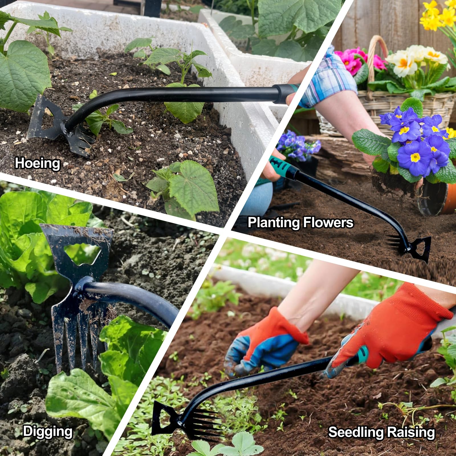Herramienta para desherbar utosday - 2 piezas de herramientas manuales para jardinería, artefacto para desherbar (2025), herramienta para desherbar de acero al manganeso, 6 dientes, herramienta
