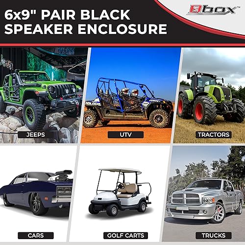 Vista 20 de Atrend Bbox Quad - Caja de altavoces sellados descargados de 6 x 9 pulgadas, carcasa en ángulo MDF premium para cuatro altavoces de 6 x 9 con cables