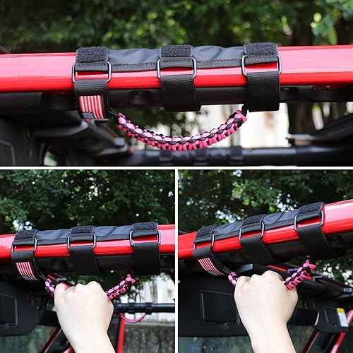 Miniatura 6 de sukemichi Asas de agarre de cuerda de paracaídas para Jeep Wrangler JK TJ JL CJ YJ 1945-2024 Jeep Gladiator JT UTV ATV  Hebilla de metal mejorada,