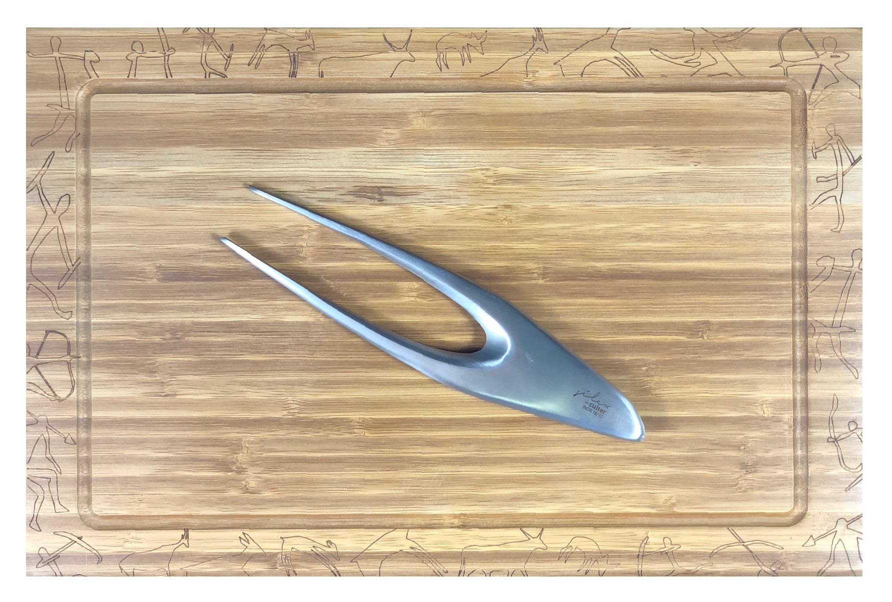 Topkapi - Set di 3 pezzi per bistecca Silex con tagliere, design preistorico di altissima qualità, evoluzione di coltelli e forchette