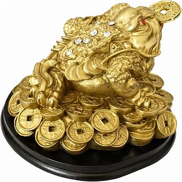 Betterdecor Gold Money Frog Desk Decor Dull Gold Three-Legged Wealth Toad Statue, Good Luck Business Gift for Office, New Shop Opening Housewarming