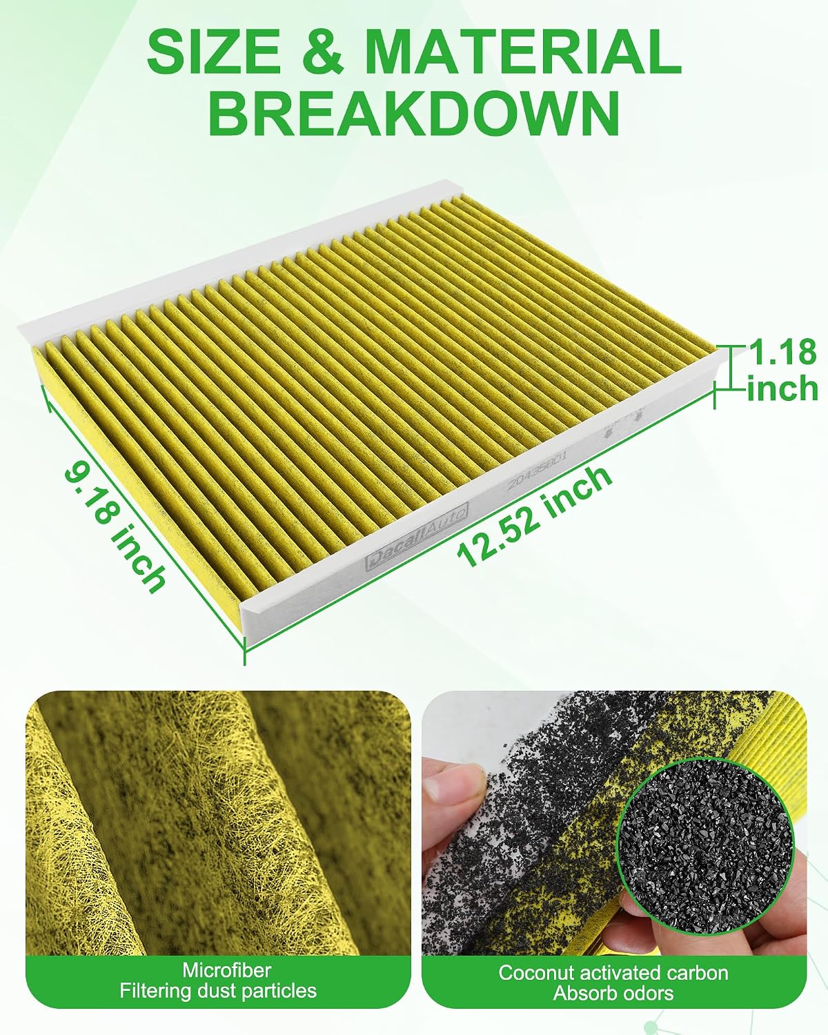 2Pcs Dacall Activated Carbon Cabin Air Filter - fit for Volvo VNL/VN/VNM/VHD/VT Series Trucks, for VNL 860 780 760 670, VN 780 670, VNM 630, VHD 430 and More, Replace Part NO. 20435801, AF26405