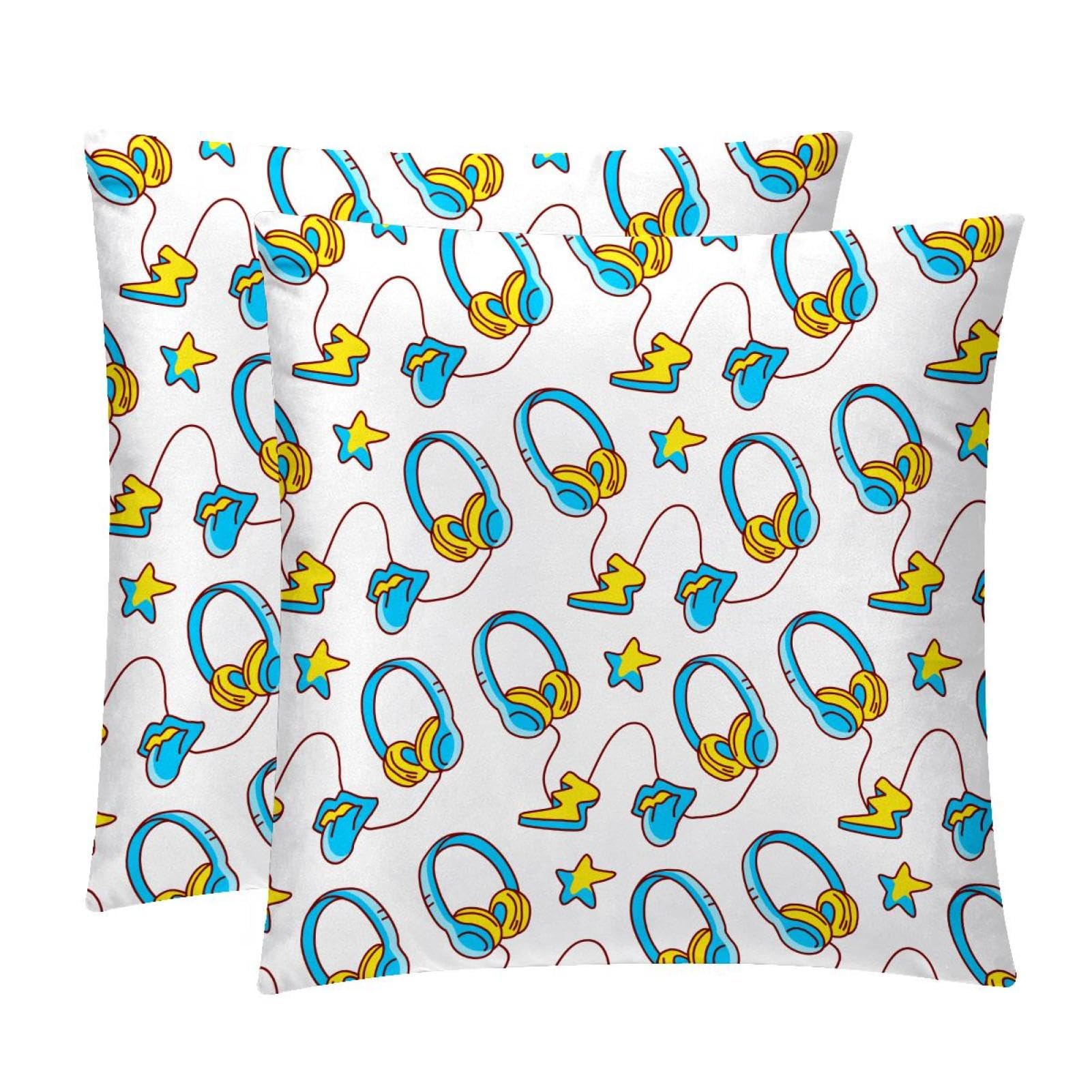 TDGKPZ Headphone Throw Pillow Covers 2 Pack Cushion Cases Decorative Pillow Cases Home Decor 50x50cm