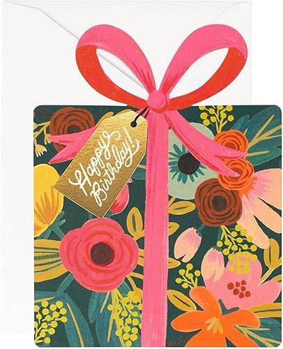 RIFLE PAPER CO. Juego de 8 tarjetas de regalo de cumpleaños, 4.25 pulgadas de largo x 5.5 pulgadas de ancho, interior en blanco que permite que tu