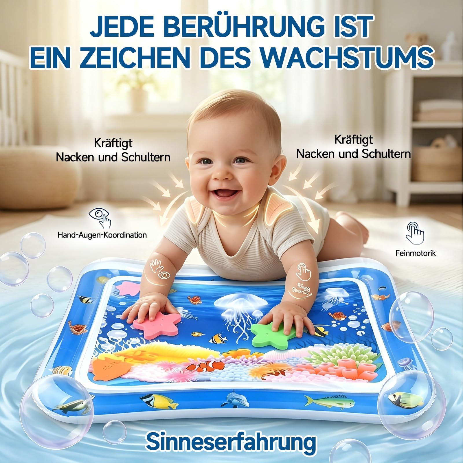 Wassermatte Baby,Wassers-pielmatte Ba-by,Spielmatte Bab-y,Ba-by Wasse-rmatte,Wassermatte B-aby Bpa Frei,Krabbeldecke fürB-aby,Bab-y Sensorisches Entwicklung Ausbildung SpielmatteBaby für 3 6 9Monate - 2