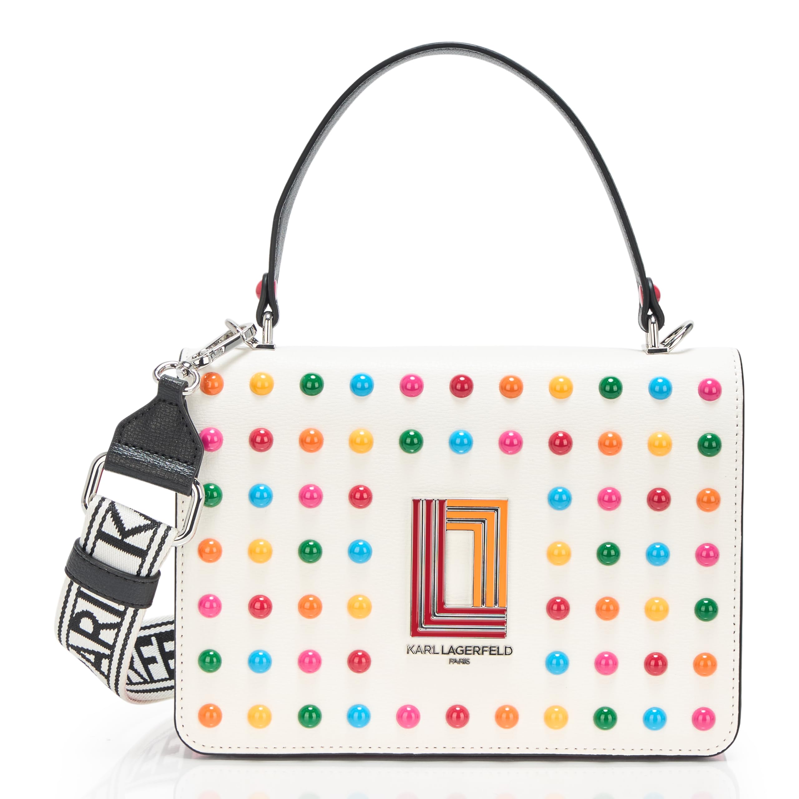 KARL LAGERFELD Women's Simone Crossbody Cross Body, White/Multi, One Size