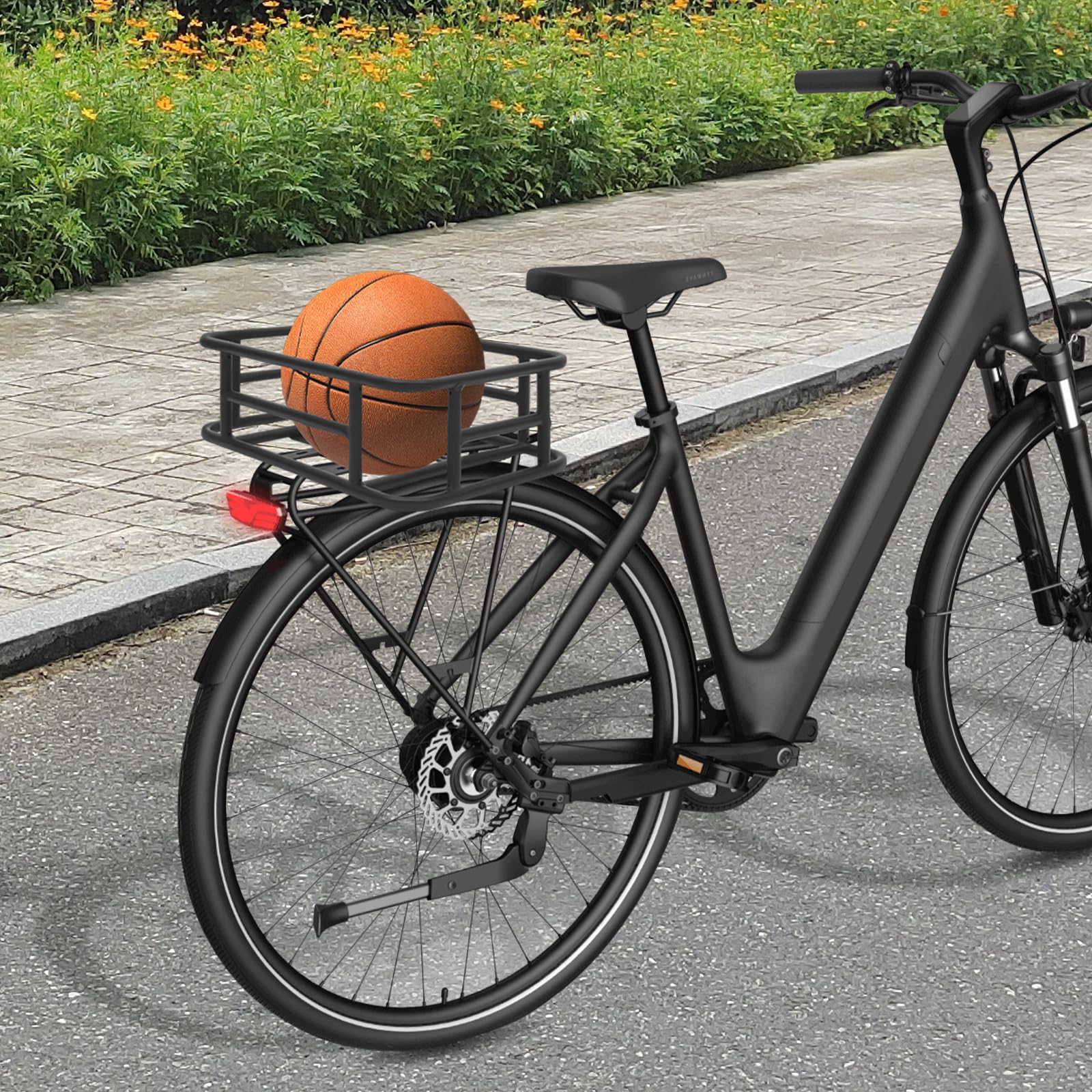Cestino per bicicletta posteriore, universale, in metallo, fissaggio a 16 fori, carico 25 kg, adatto per mountain bike