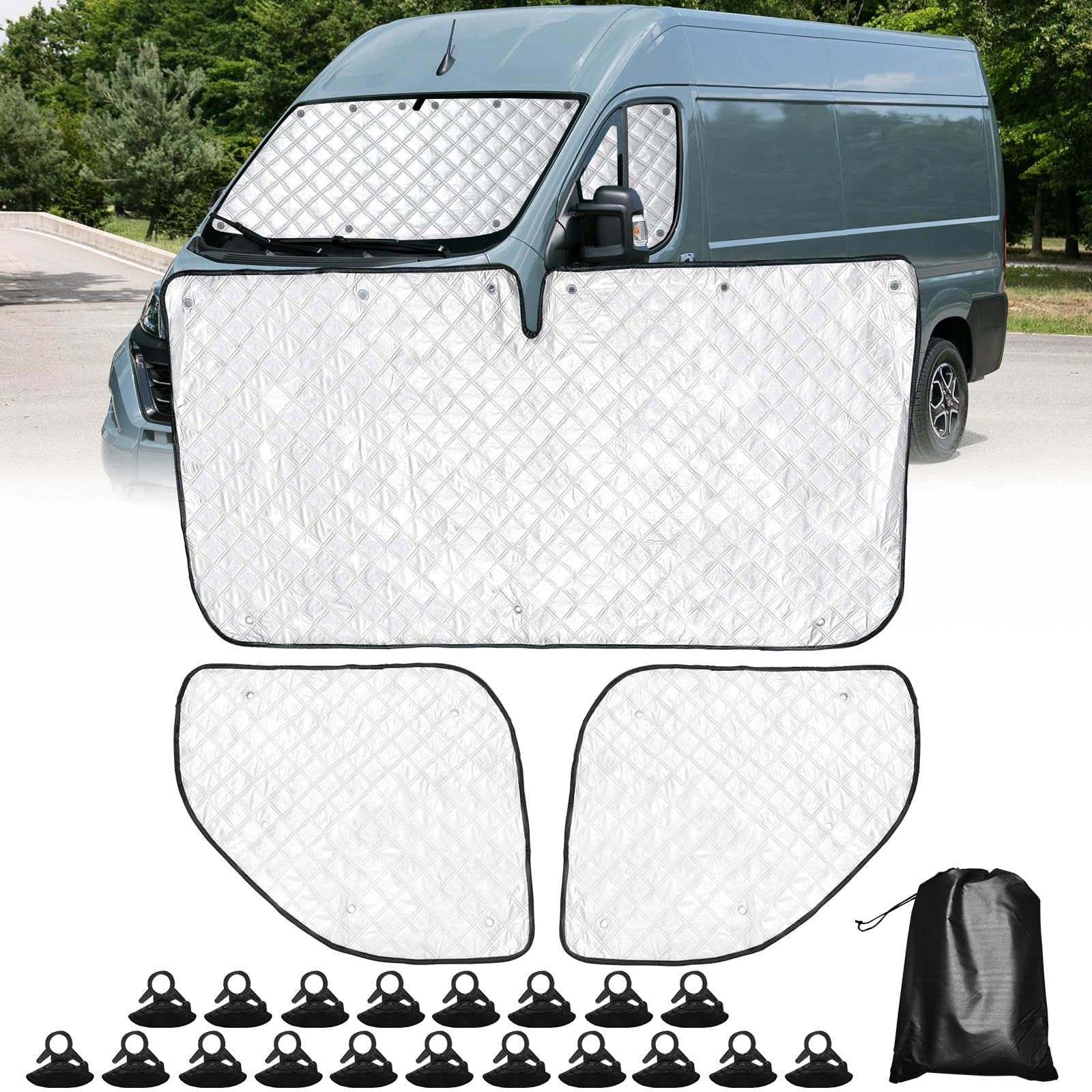 Parasole per Parabrezza, Parasole per Finestrino Interno termico Protezione per FIAT Ducato Copertura Parabrezza Auto Blocca Sole UV