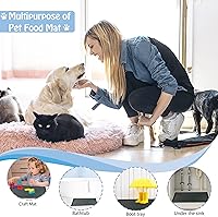 Vista 7 de Tapete de comida para perros y gatos para el piso, tapete para alimentación de perros y agua, bordes elevados para alimentos y gatos, tapete