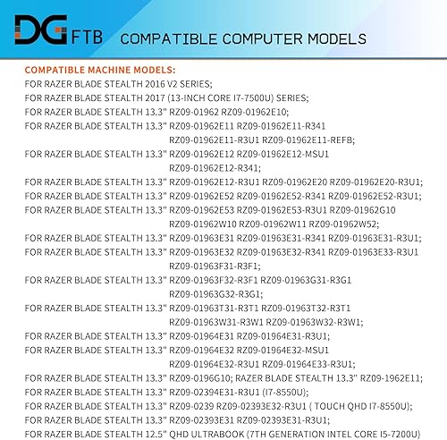 Miniatura 2 de DGTECH - Batería para portátil RC30-0196 compatible con Razer Blade Stealth (2016) v2 (i7-7500U) RZ09-01962E12 RZ09-01962W10 RZ09-01962E52 (11,55 V