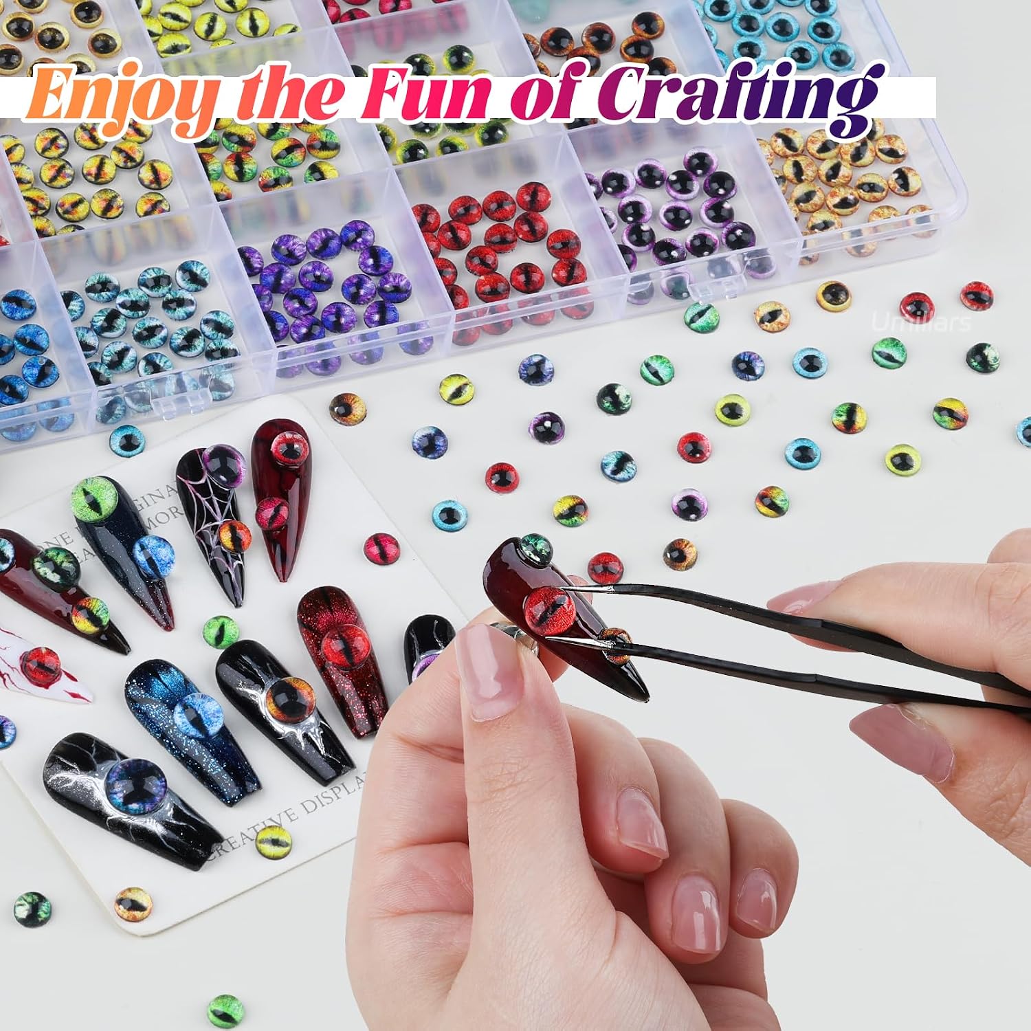 480Pcs 6mm Eye Nail Charms, 3D Evil Eyeball Charms for Nails Resin Animal Eyes Flatback Dragon Snake Cat Eye Cabochon for Women Nail Art DIY Jewelry Making Halloween Clay Doll Sculptures Props Crafts