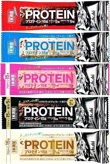 アサヒグループ食品 1本満足バー プロテイン 5種(チョコ･ヨーグルト･ストロベリー･ブラック･ホワイト)各9本 計45本