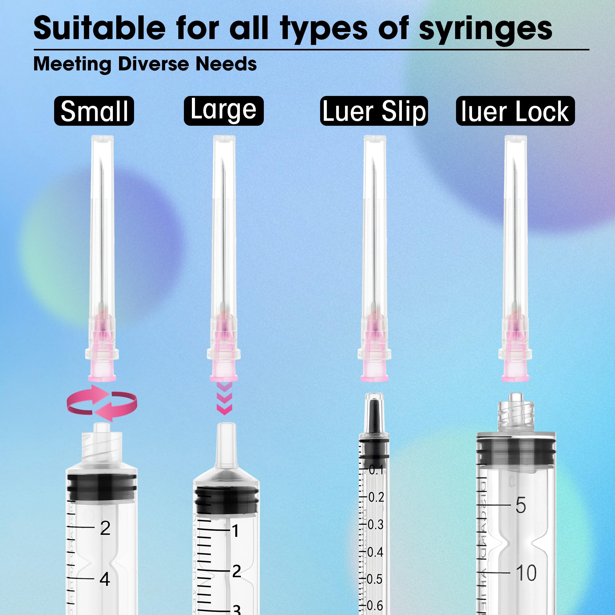 Disposable Needles - 100 Pack Luer Lock -3
