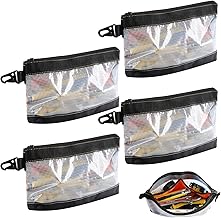 FRETONBA Pochette Zippée, 4 Pièces Sac a Outils Matériau PVC Transparent, Rangement Outils Étanche Et Antistatique, Trousse Outils Crochet en Métal, Sacoche Outils avec Fermeture Éclair