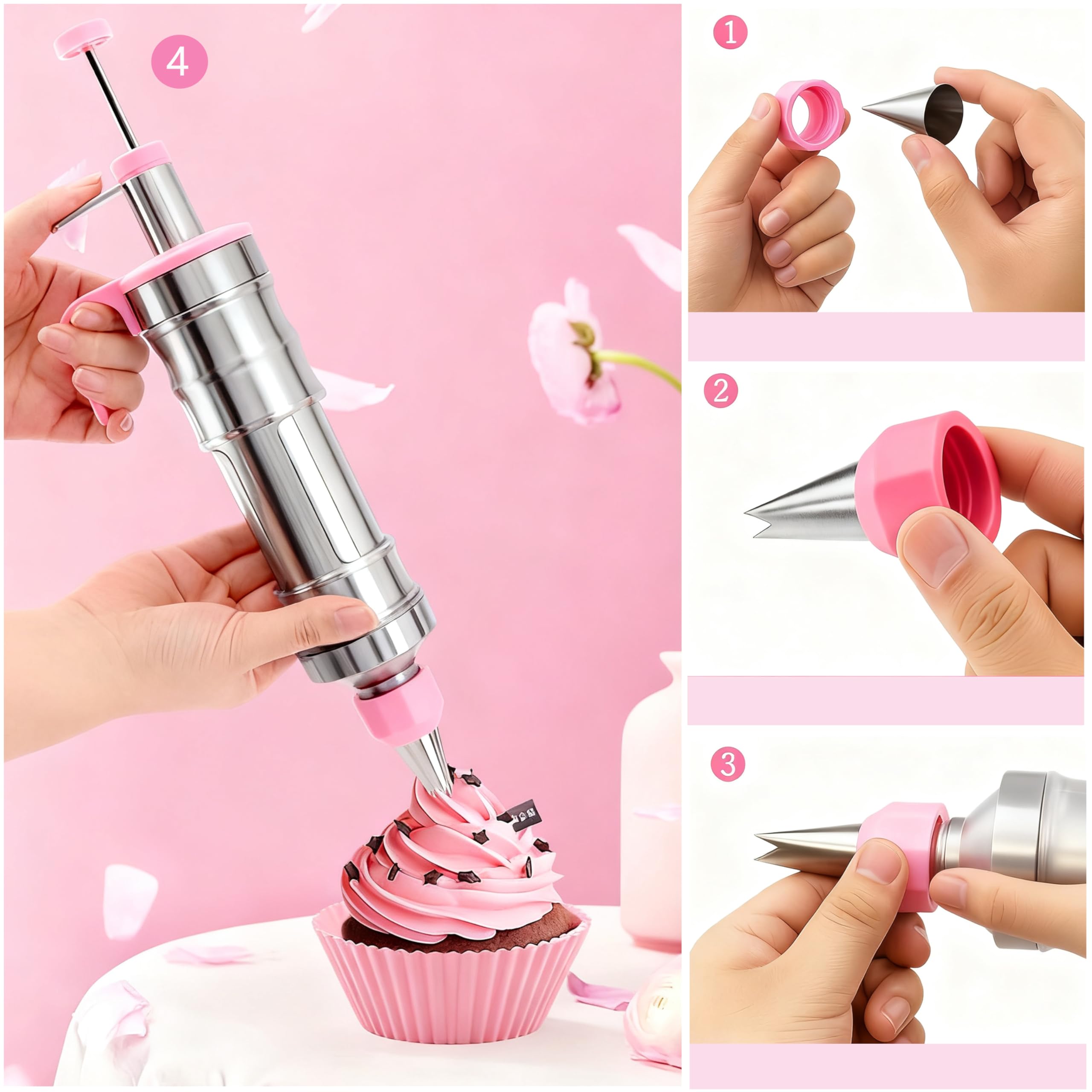 Kuchendekorations-Werkzeug-Set, Dessert-Spritzen-Set mit Aufbewahrungsbox, Spritzbeutel und Spritztüllen-Set für Kekse, Cupcakes und Kuchen, Zuckerguss, Fondant, Dekoration für Anfänger oder Profis