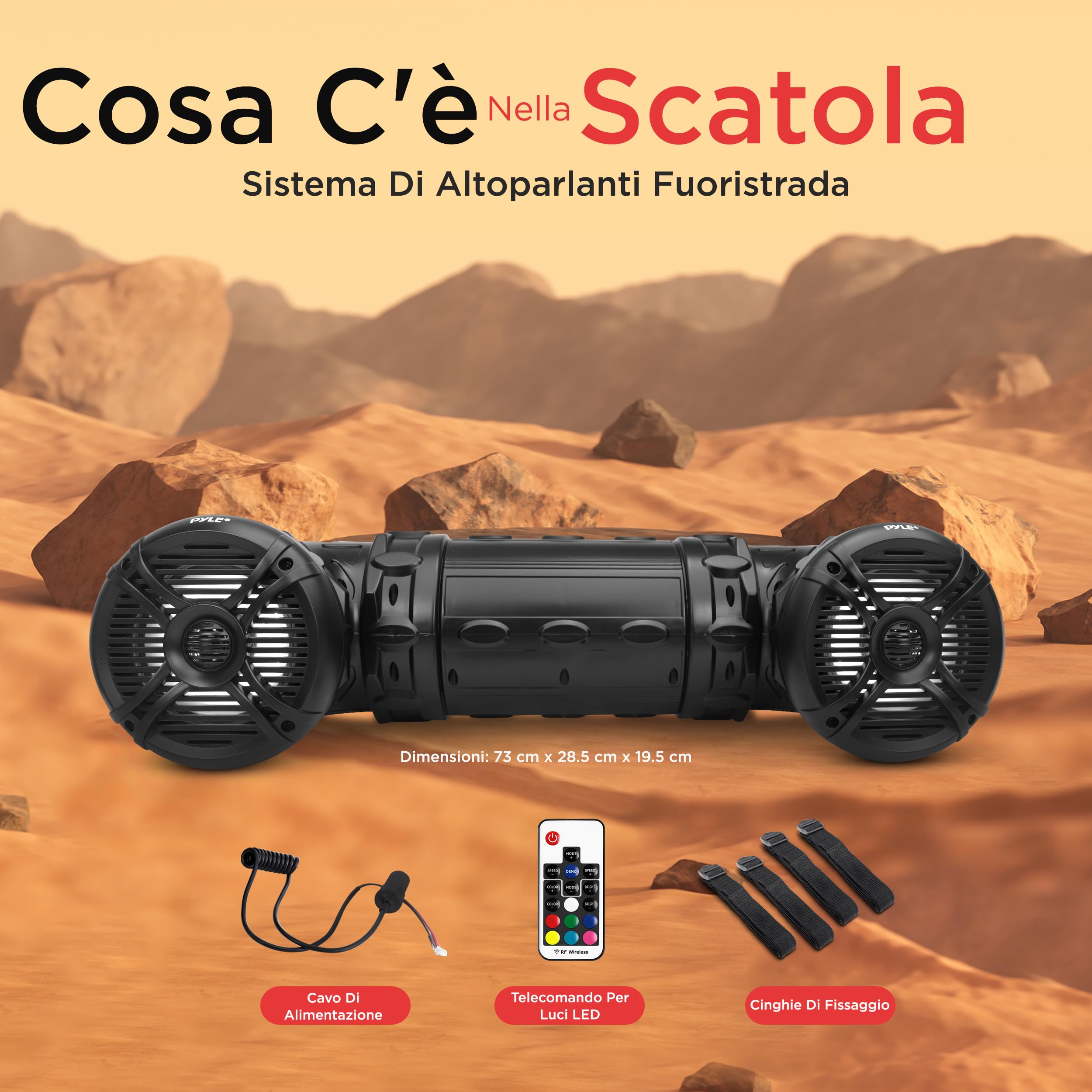 Pyle Altoparlanti Bluetooth da 800 Watt, Casse Audio Amplificate da 16,5 Centimetri con Luci LED Multicolore, Cassa Bluetooth Impermeabile per Uso Esterno