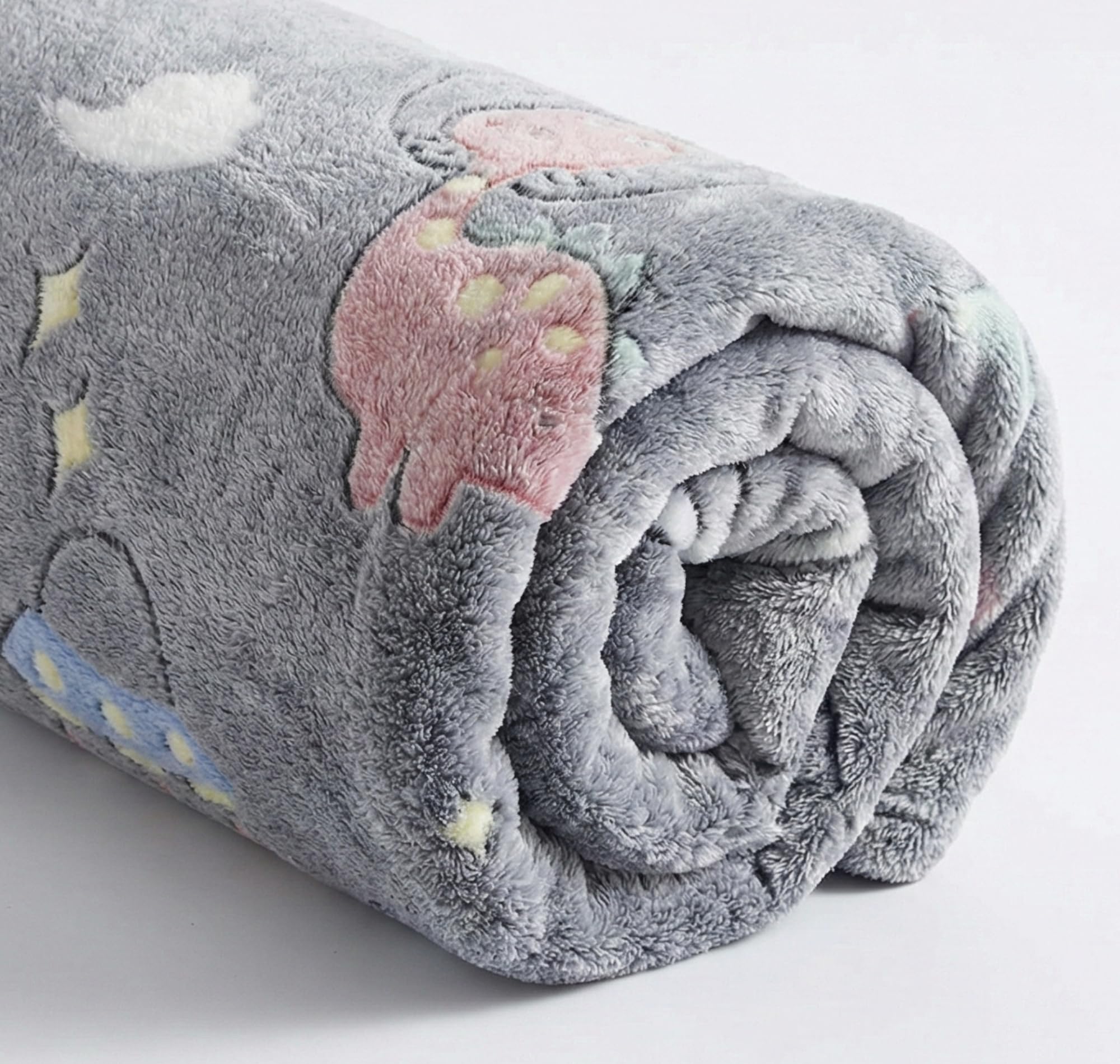 BSB HOME Glow in The Dark Kids Blanket, Soft Flannel Fleece Luminous Blanket for Boys & Girls, Cozy Lightweight Kids Throw for Bed – 30 x 40 in (76 x 102 cm) (Dinosaur & Space Theme - Dark Grey) 4