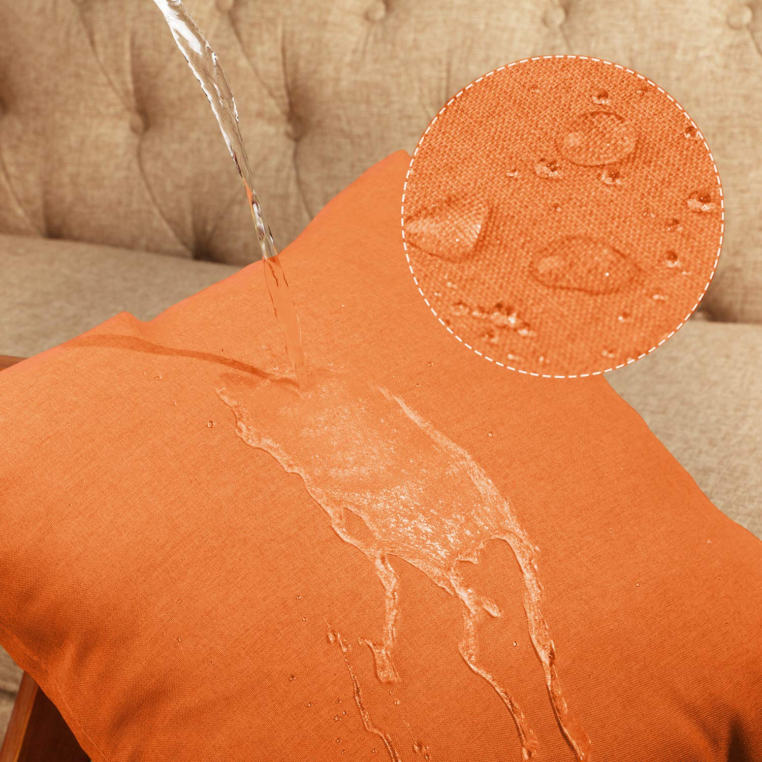 Boao Set Di 4 Federe Impermeabili 45x45 Cm Per Esterni - Giallo Brillante In Poliestere Con Rivestimento PU - Foto 4