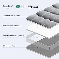 Vista 2 de SLEEP ZONE Mattress Topper Queen Size, Extra Thick Fitted Mattress Pad for Back Pain, Plush and Support Mattress Cover, Deep Pockets Mattress Grey