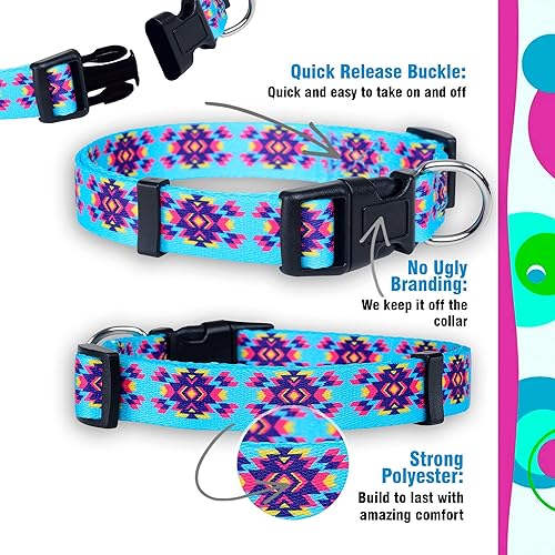 Miniatura 10 de Native Pup Collar de perro occidental, bonito diseño azteca tribal, macho y hembra (M, rosa)