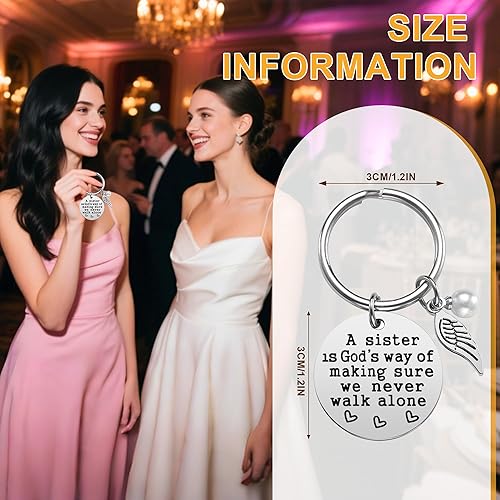Miniatura 3 de Regalo para hermanas llavero con texto en inglés A Sister is God's Way of Making Sure We Never Walk Alone (Una hermana es la manera de asegurarse de