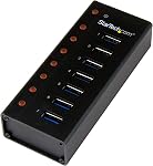 StarTech.com 7 Port USB 3.0 Hub - Boîtier en métal - Bureau ou support mural - USB 3 Hub - USB Extendeur - Alimenté USB 3.0 Hub - USB Répartiteur (ST7300U3M) | USB 3.0, Boîtier en métal robuste, Support de bureau ou mural, Ports droits pour surdimensionner