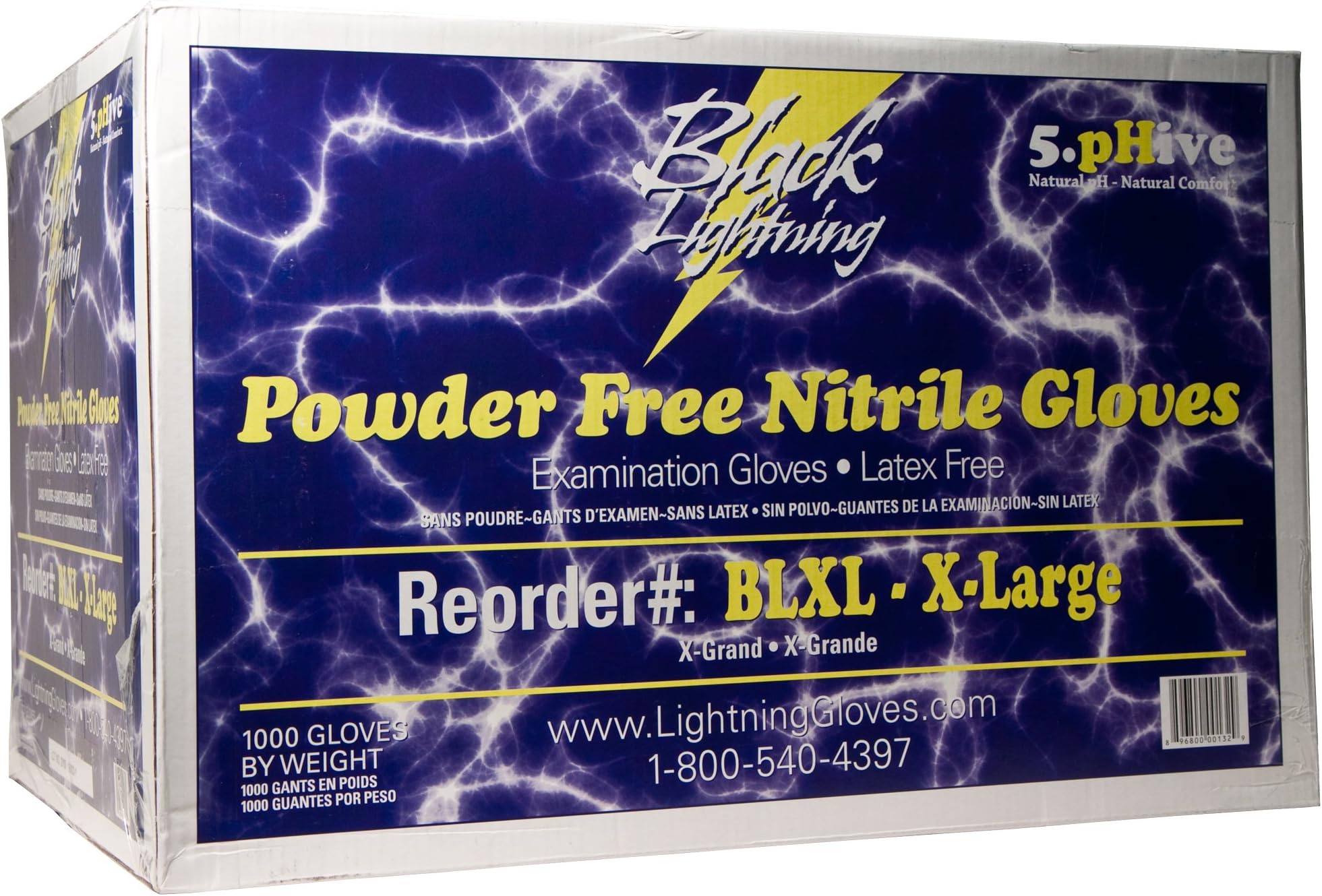 Black Lighting Powder-Free Disposable Nitrile Gloves - Size Large, Case of 1000 Gloves