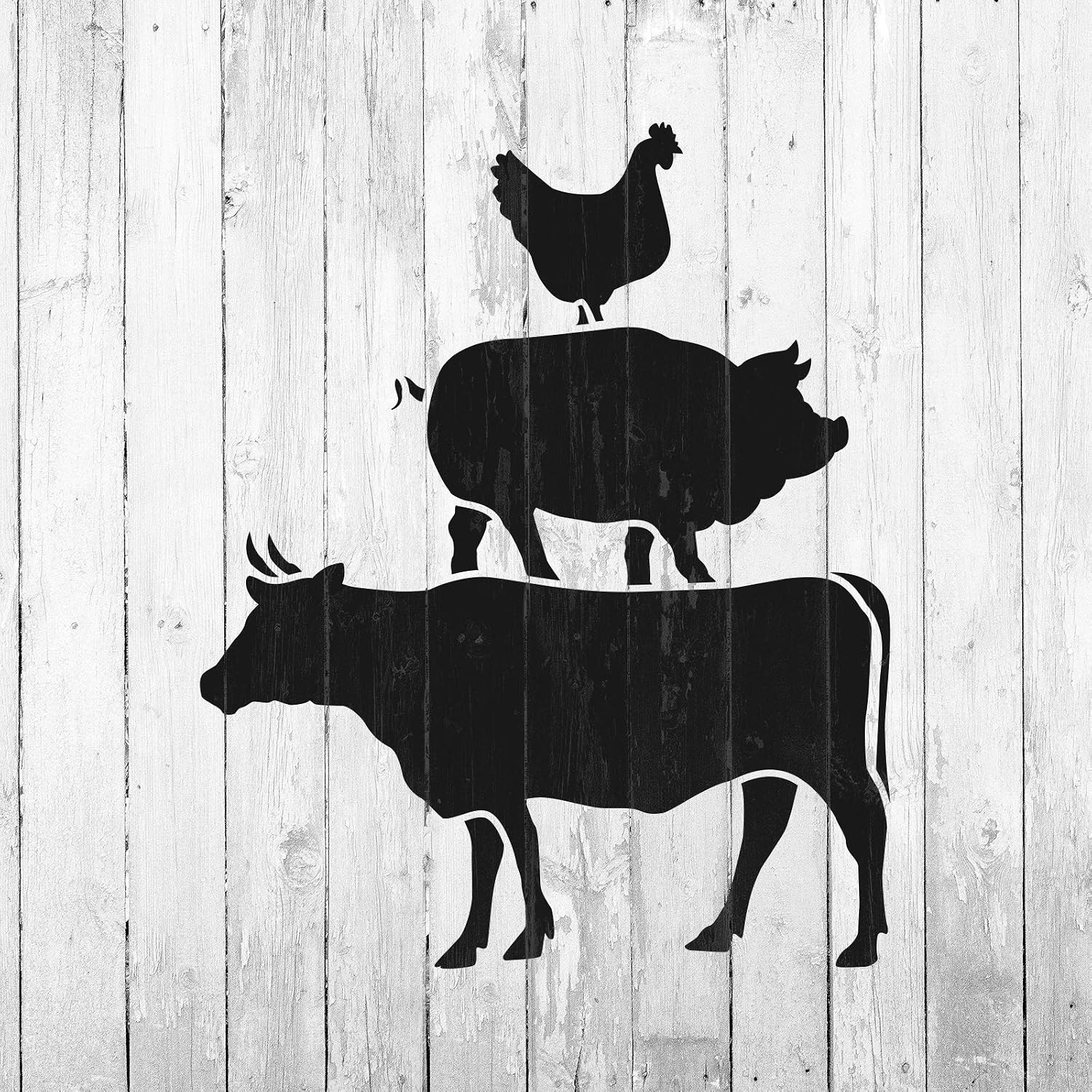 Cow Pig Chicken Stencil - Farm Animal Stencil, Stencil Wood Signs, Farm Stencil, Pig Stencil, Farmhouse Stencils
