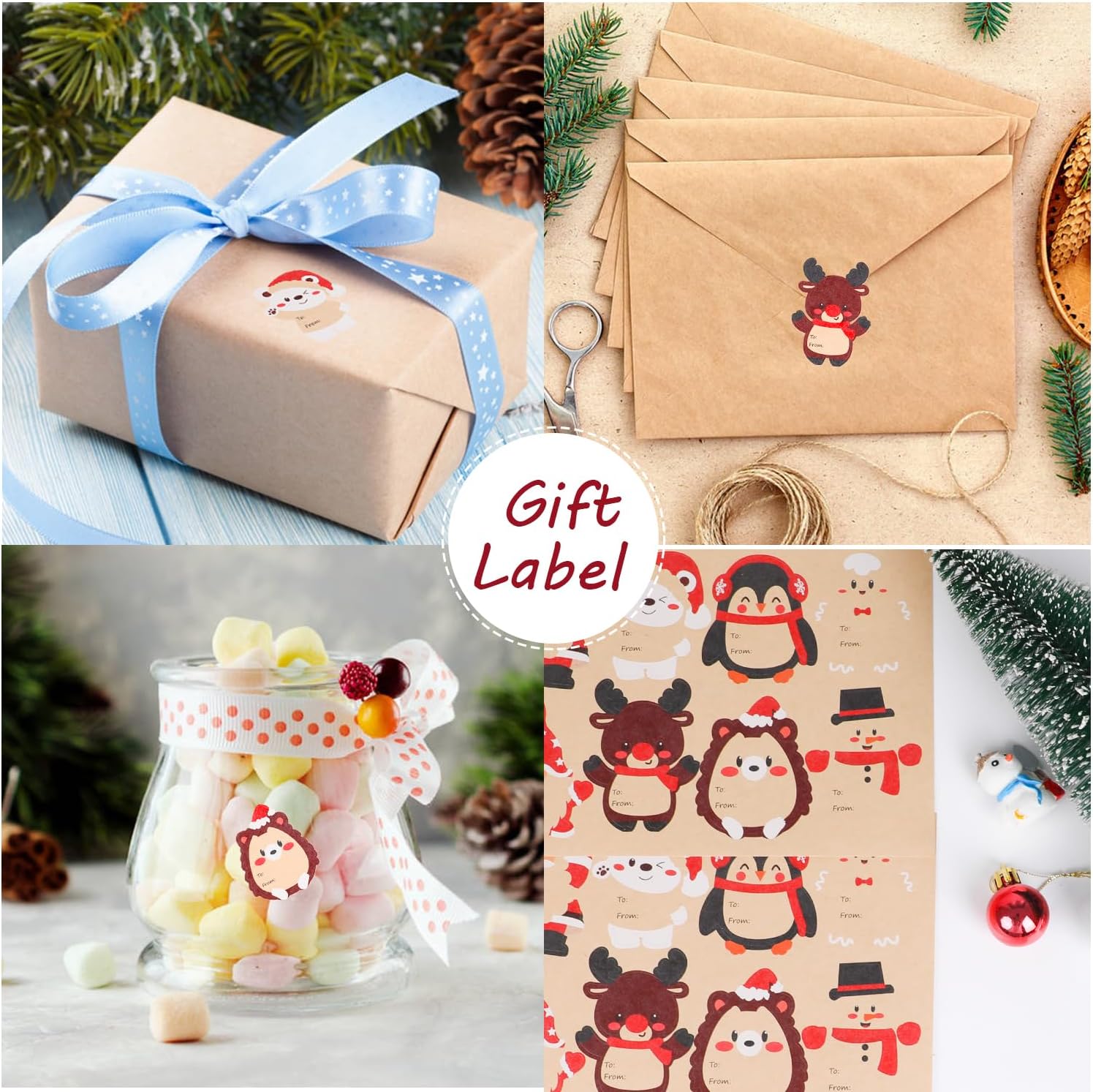 Christmas Gift Tags Stickers, 120 Pcs Christmas Gift Labels Stickers Self-Adhesive Xmas Name Tags for Christmas Gifts Wrap Presents Boxes Decoration - Image 7